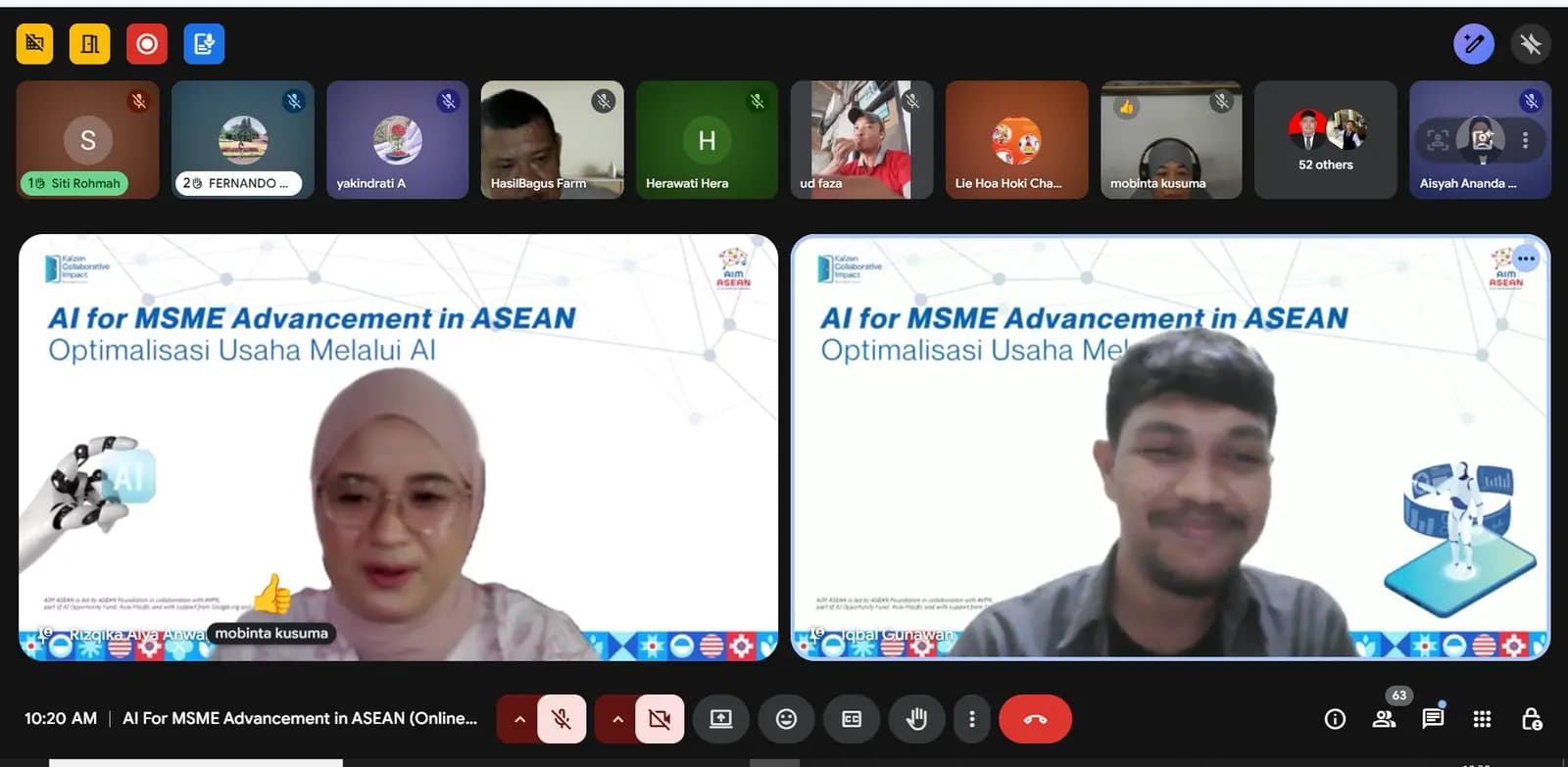 Kelas online perdana AIM ASEAN — pelaku UMKM dari berbagai daerah belajar optimalisasi usaha melalui AI.